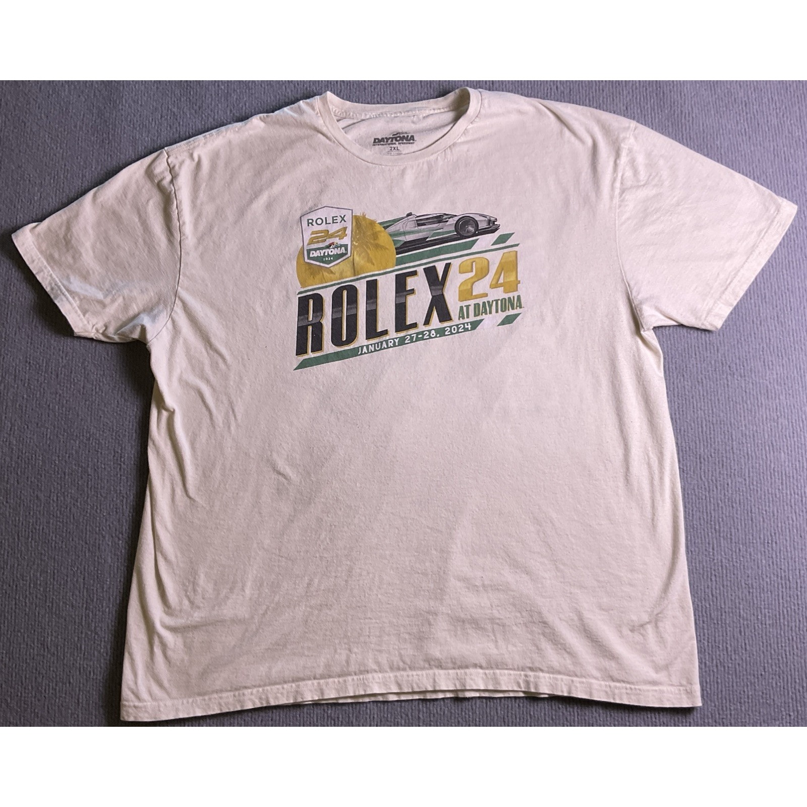 Daytona International Speedway Rolex 24 2024 Graphic TShirt 2xl Cream Racing Daytona International Speedway Rolex 24 2024 Graphic TShirt 2xl Cream Racing